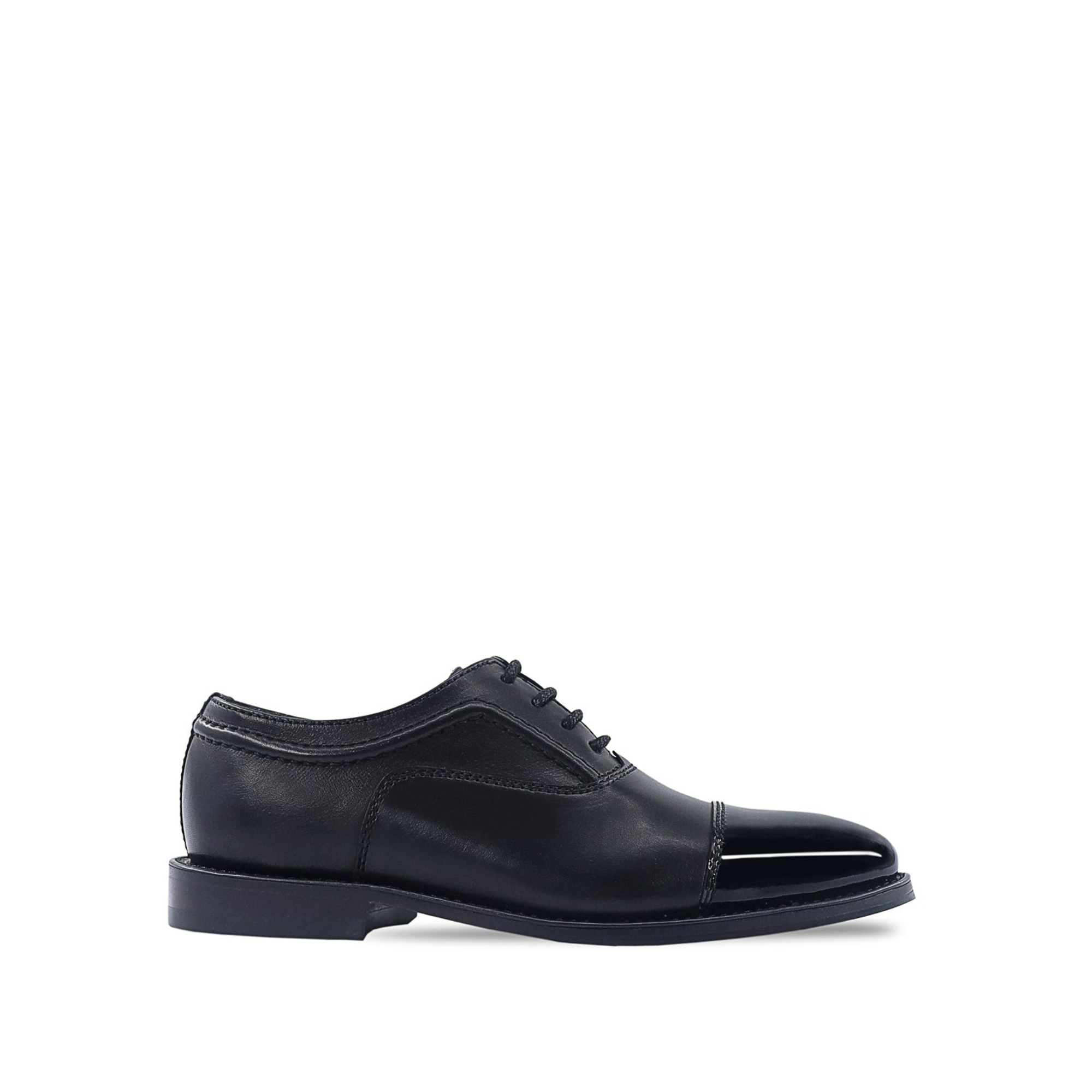 Freetown - Kid's Black Calf and Patent Leather Oxford (5-12 Years Old)