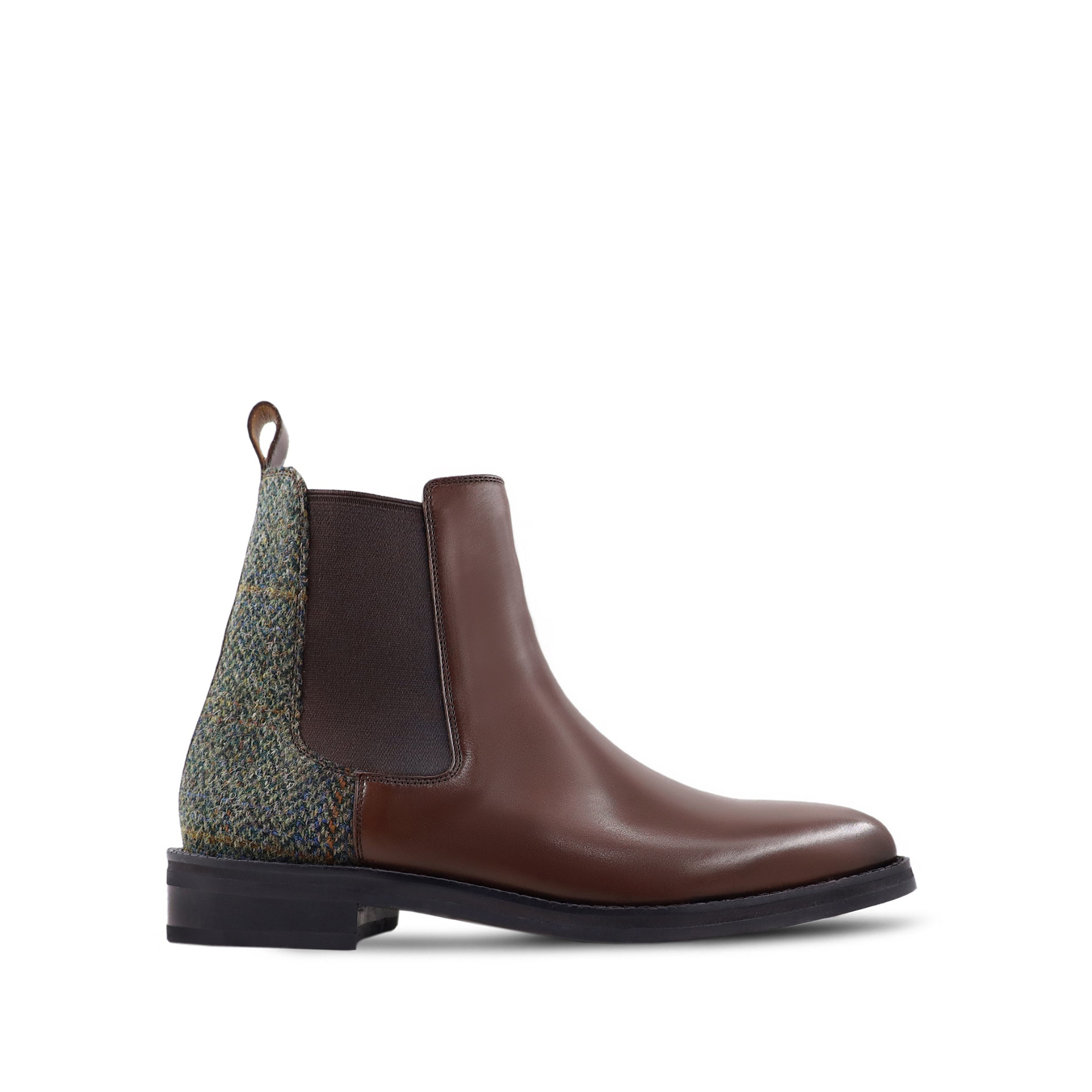 Aidon - Men's Brown Calf Leather and Harris Tweed Chelsea Boot