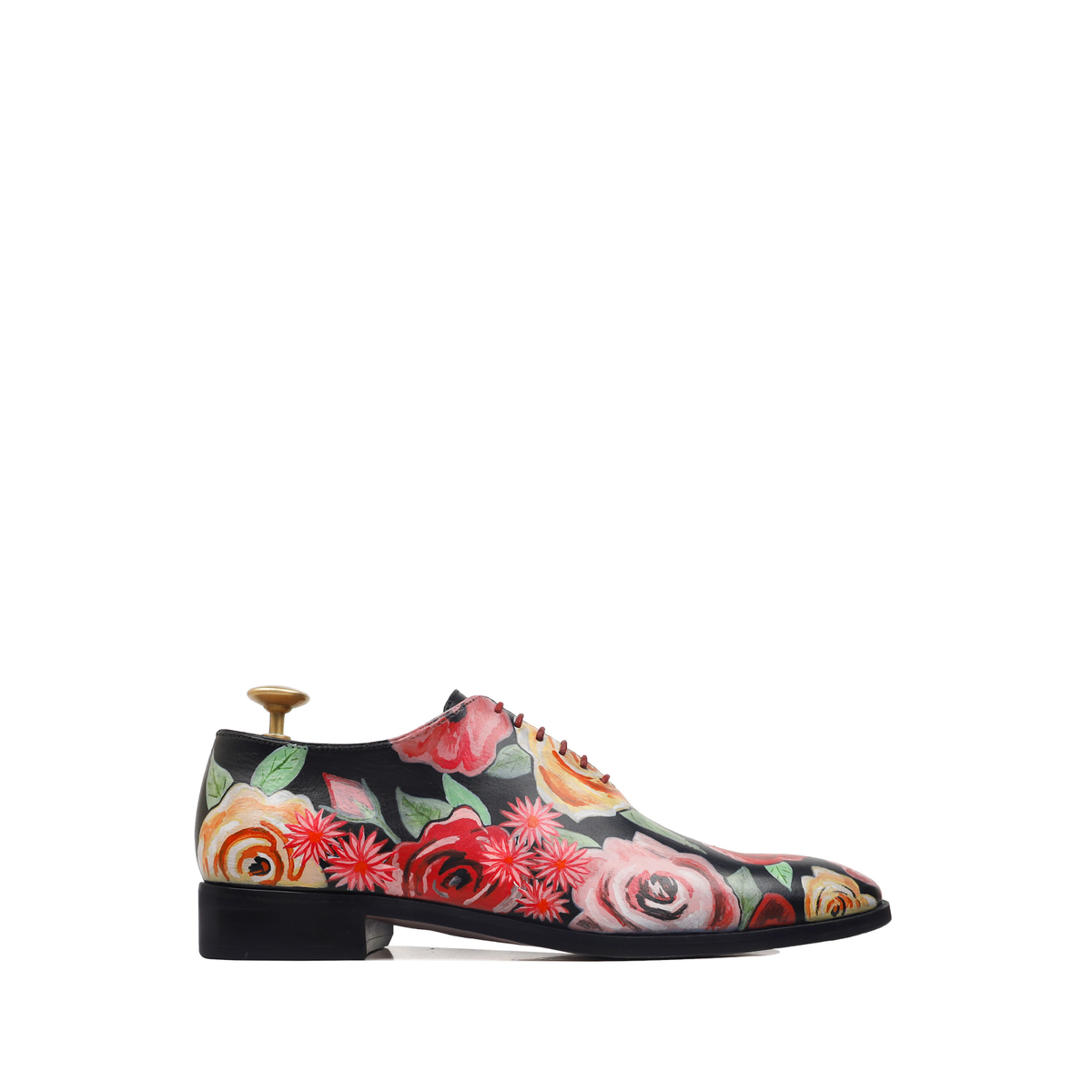 Petalia - Men's Black Hand Painted Wholecut
