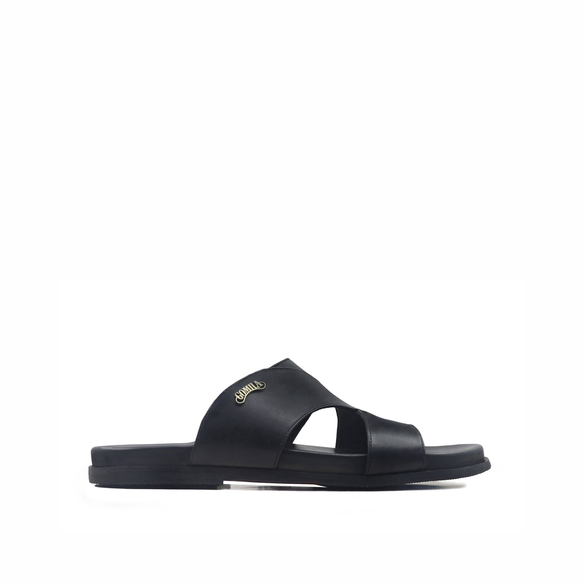 Seamus - Men's Black Calf Leather Slipper