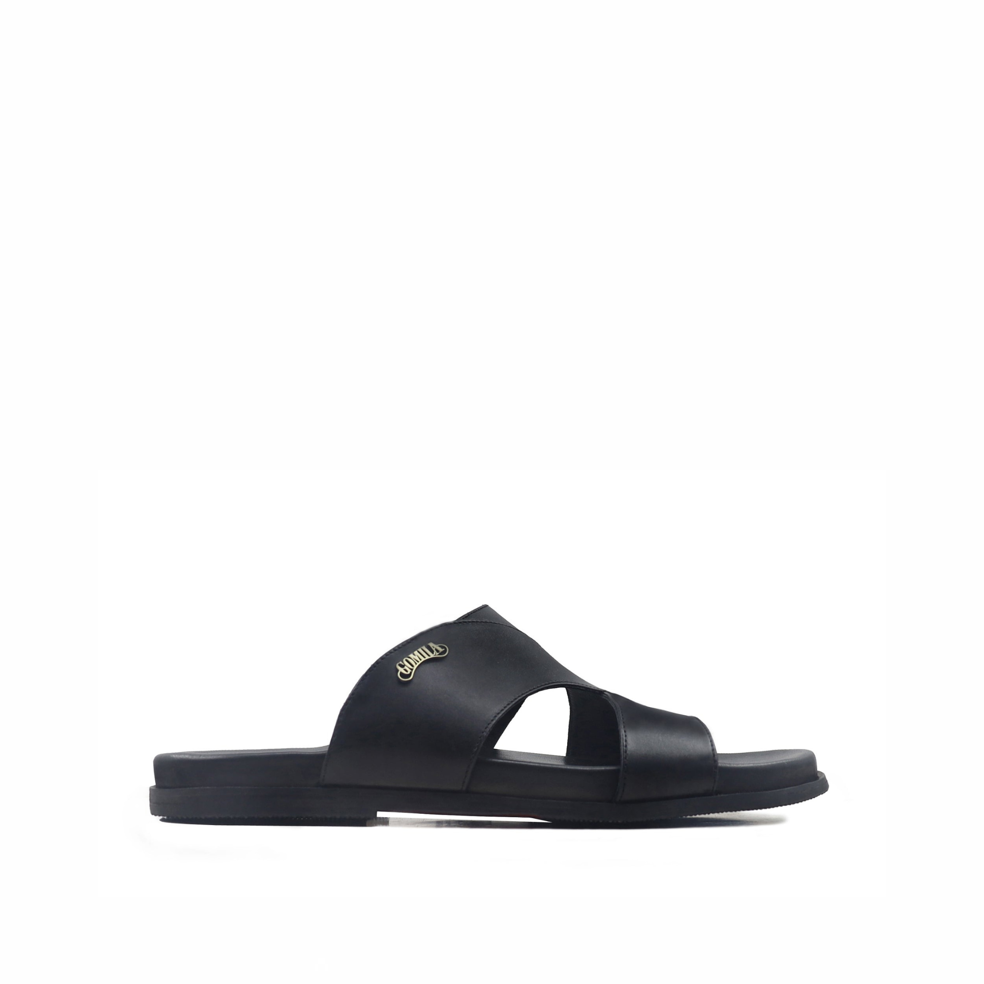 Seamus - Men's Black Calf Leather Slipper
