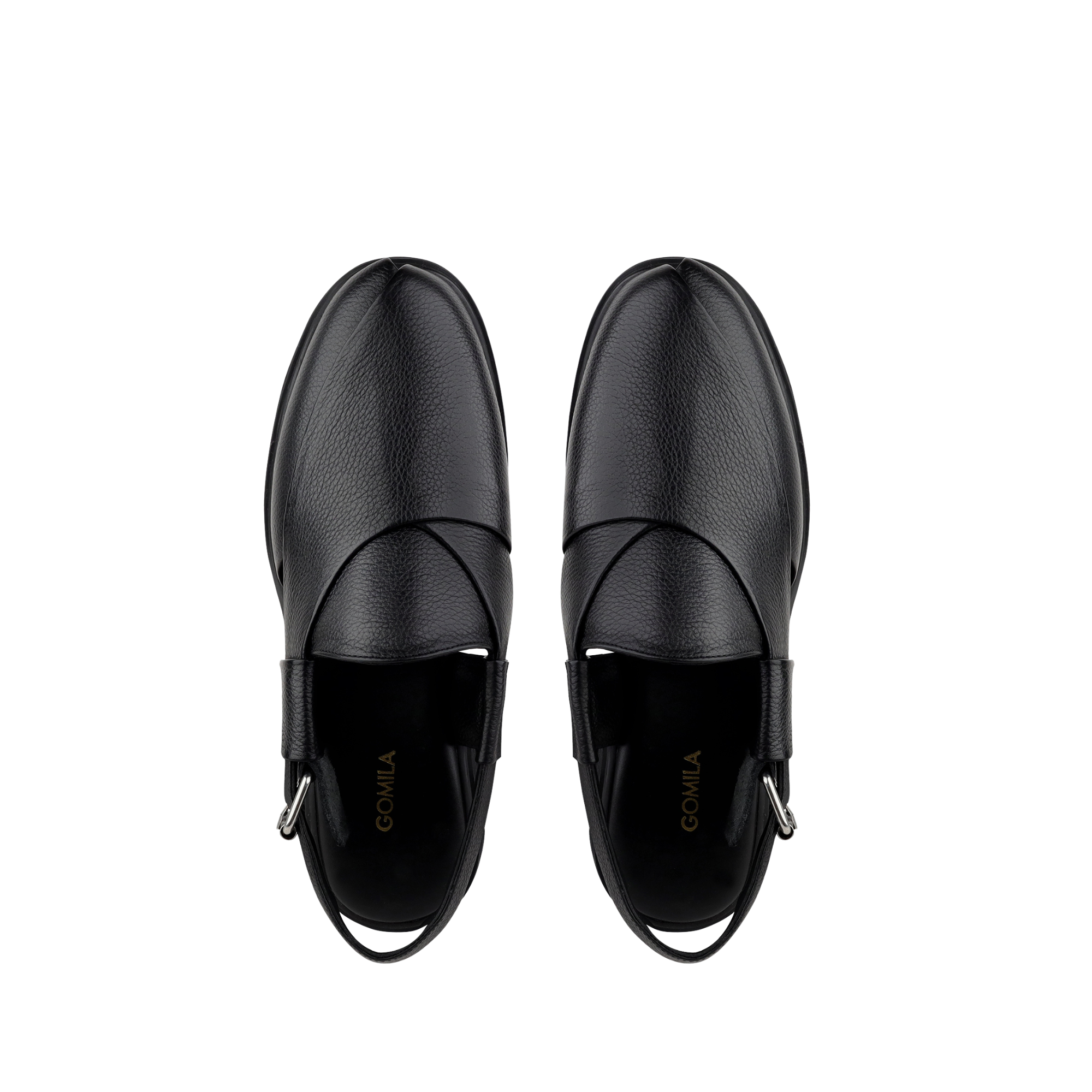 Bronx - Men's Black Pebble Grain Leather Sandal