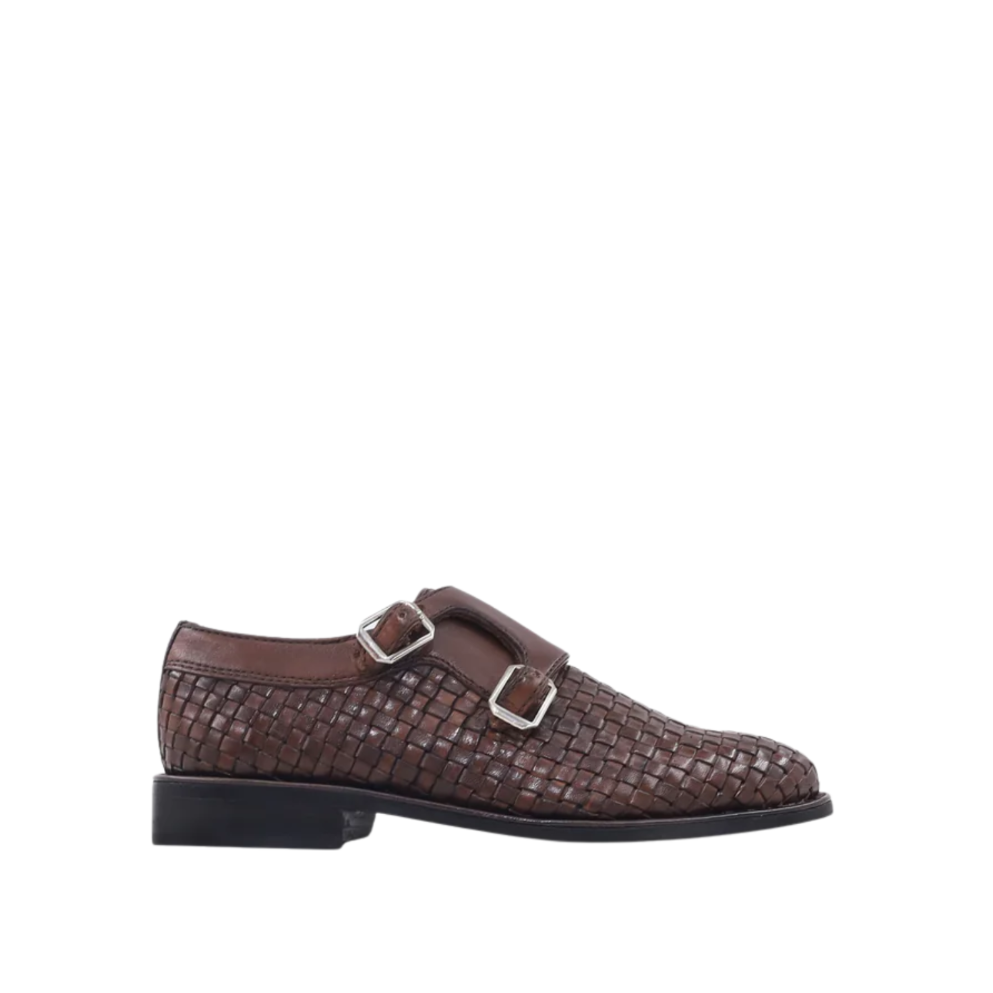 Denis - Kid's Reddish Brown Hand Woven Calf Leather Double Monkstrap (5-12 Year's Old)