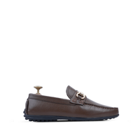Tex - Men's Brown Pebble Grain Leather Driver Shoe