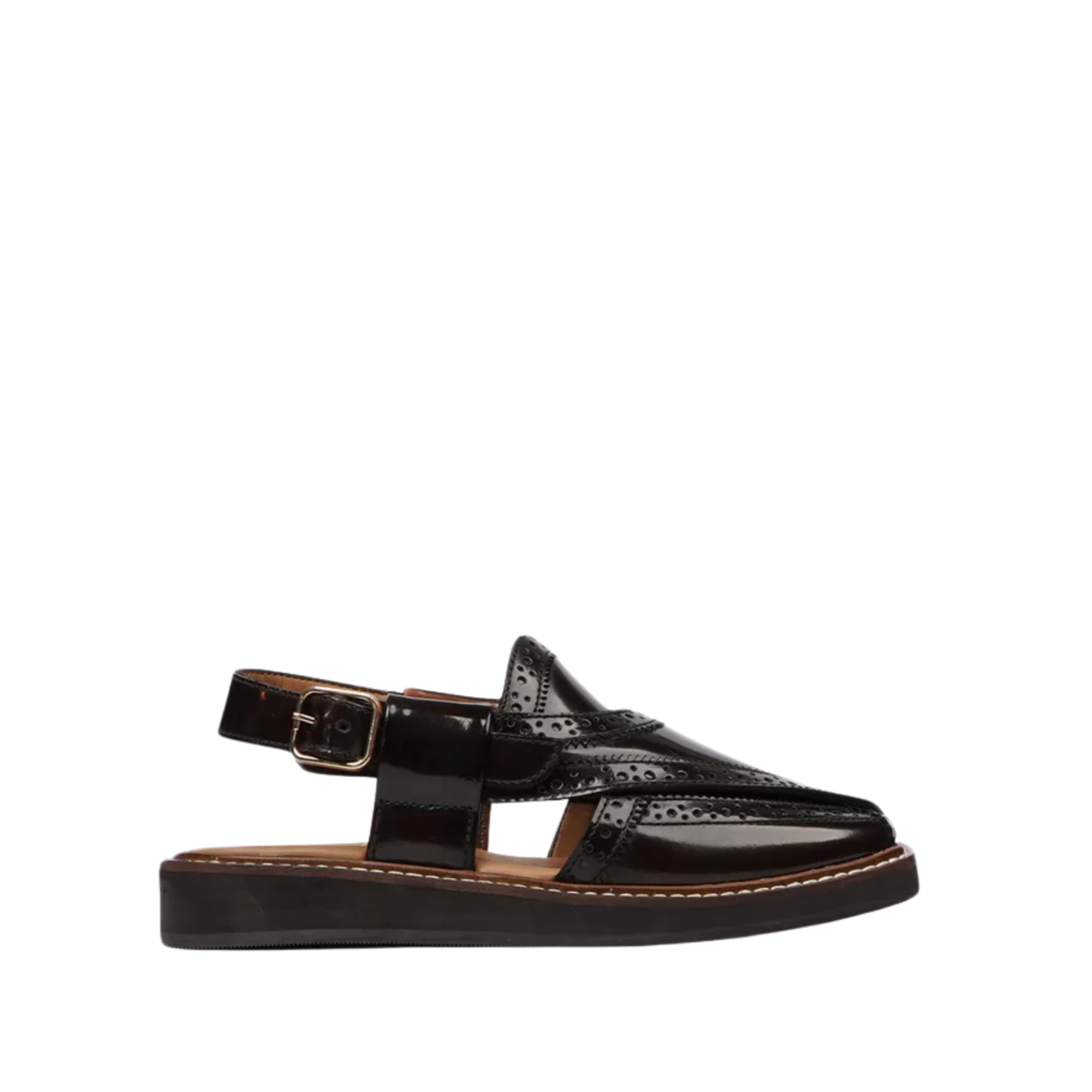 Alvino - Kid's Dark Brown Box Leather High Shine Sandal (5-12 Years Old)