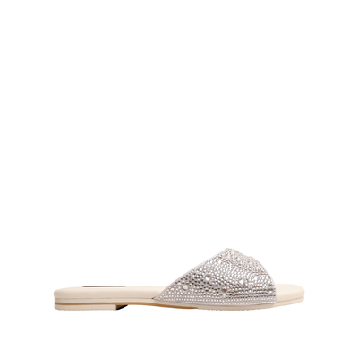 Amber - Women's White Rhinestone Slipper