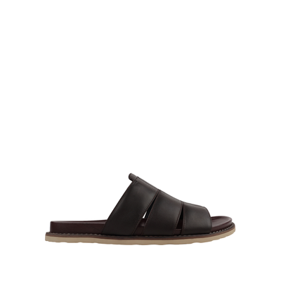 Cozyo - Men's Dark Brown Calf Leather Slipper