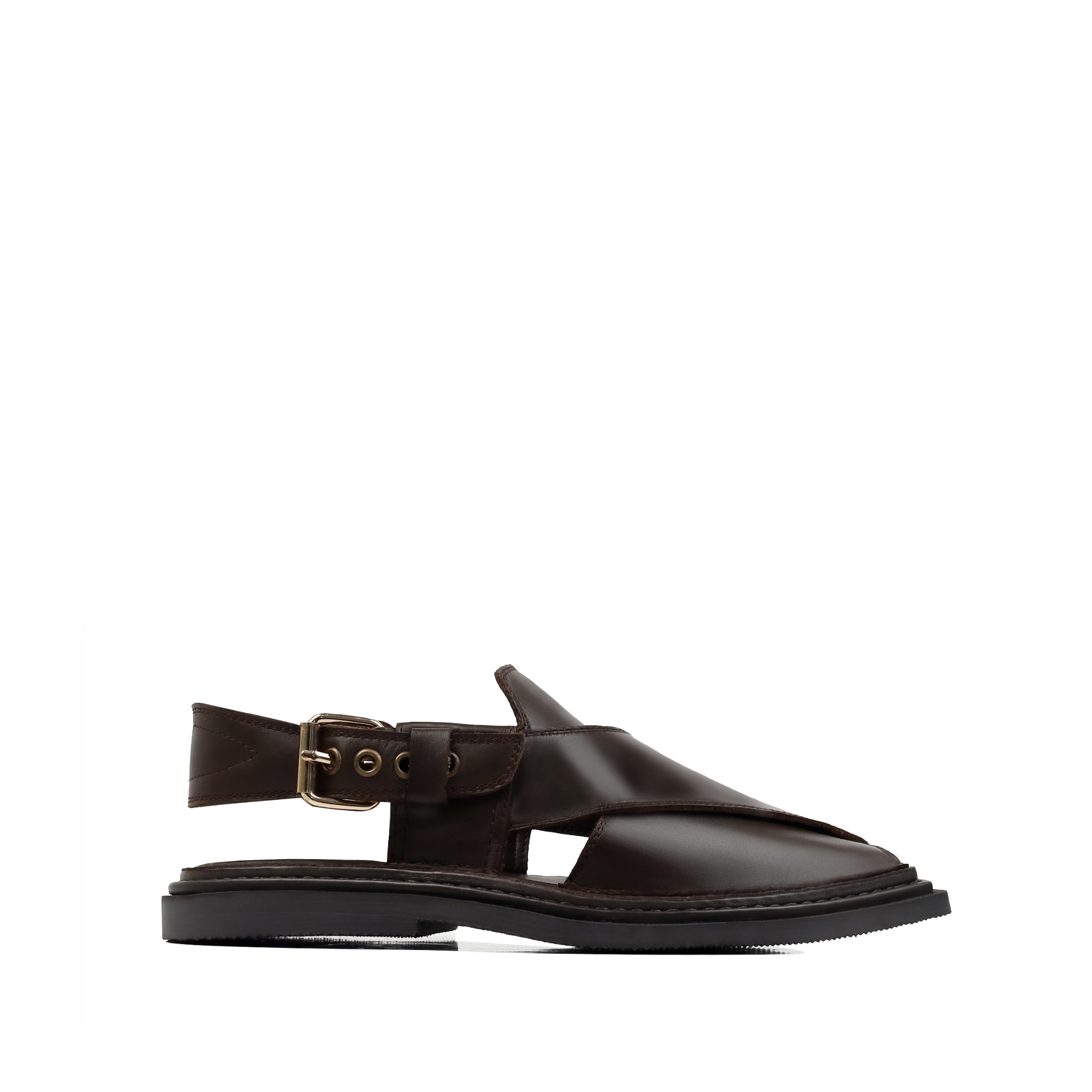 Vezno - Men's Dark Brown Calf Leather Sandal - Goodyear Welted