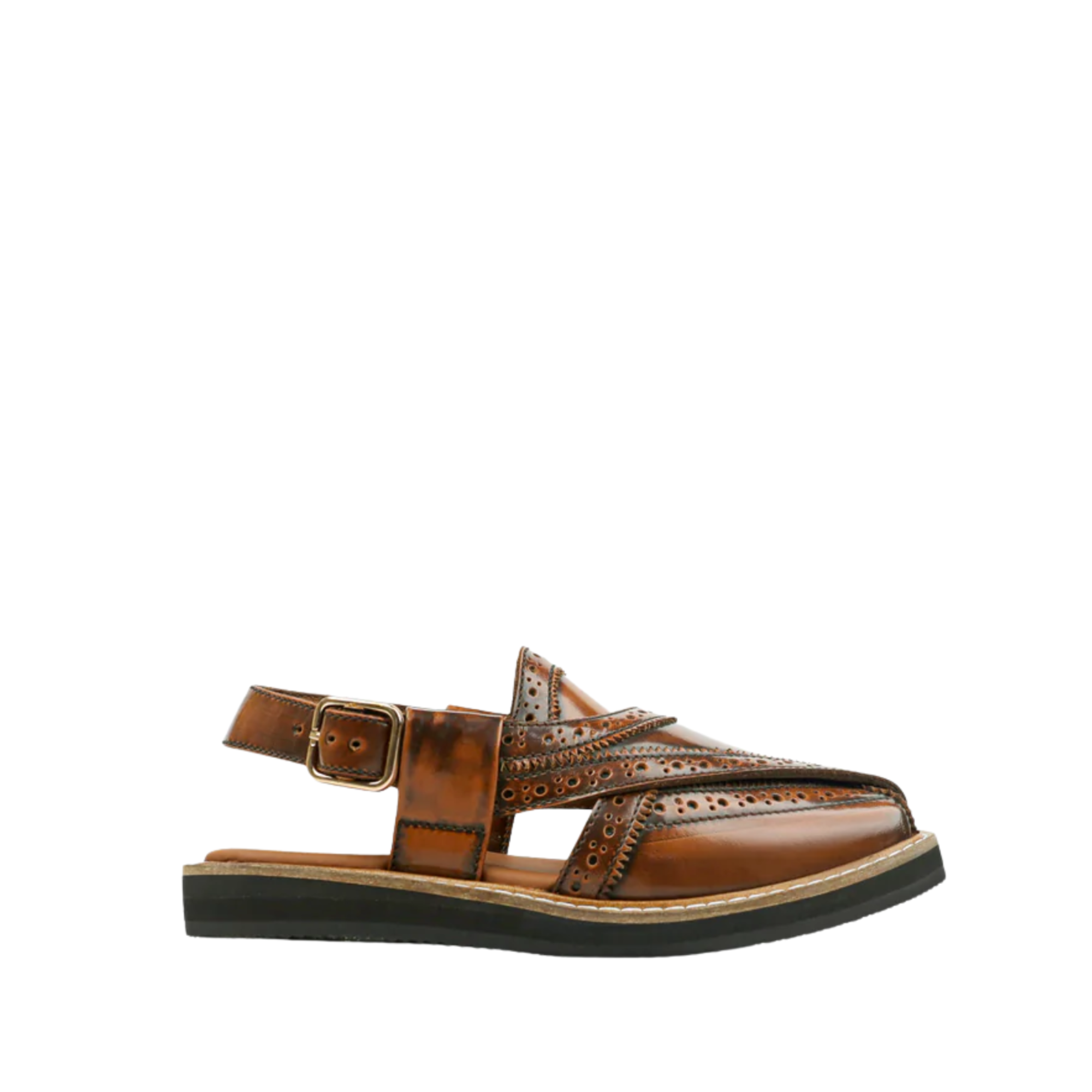 Estadio - Kid's Tan Box Leather High Shine Sandal (5-12 Years Old)