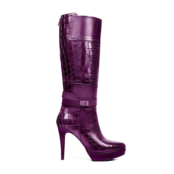 Beja - Ladies Light Purple Calf Leather Long Boot