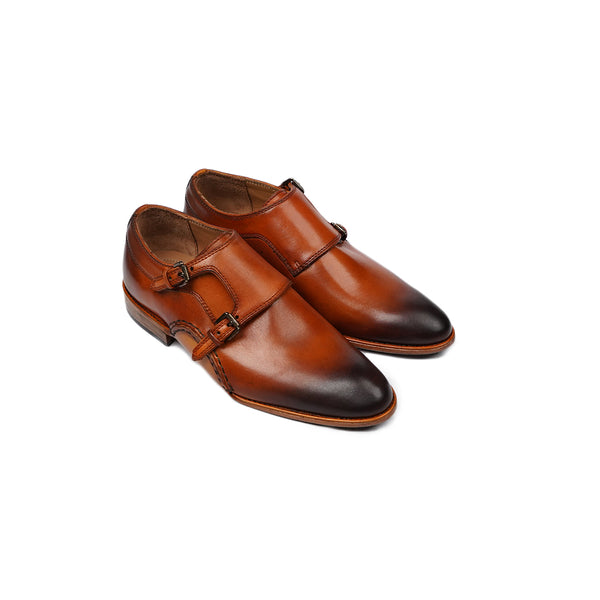Belen - Kid's Burnished Tan Calf Leather Double Monkstrap (5-12 Years Old)