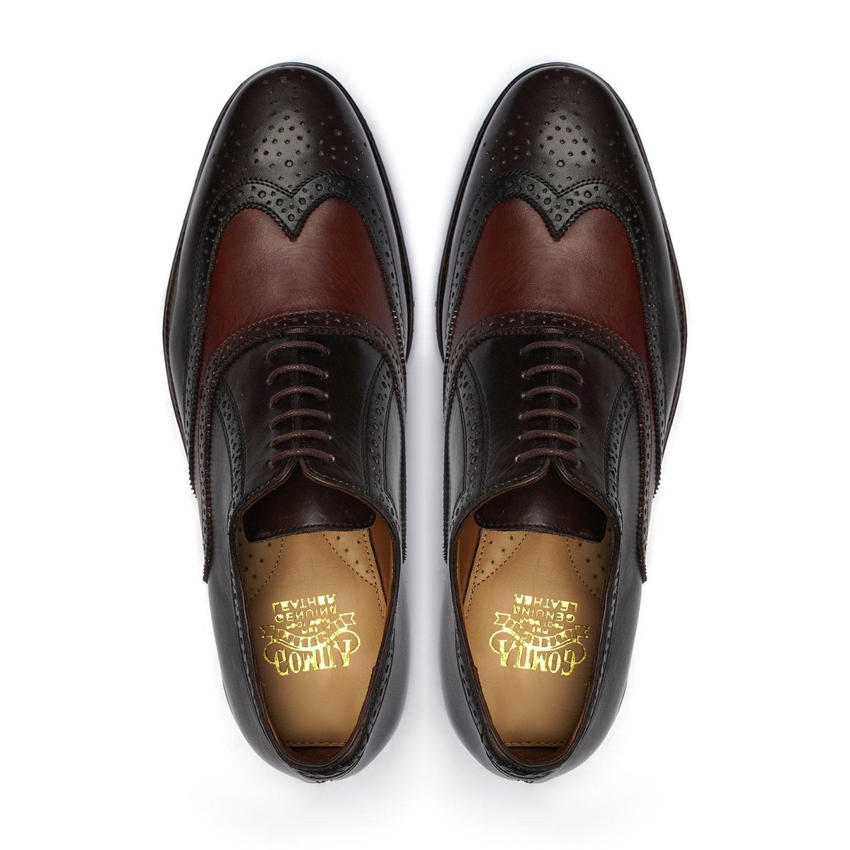 Amberg - Men's Dark Brown and Oxblood Calf Leather Oxford Shoe