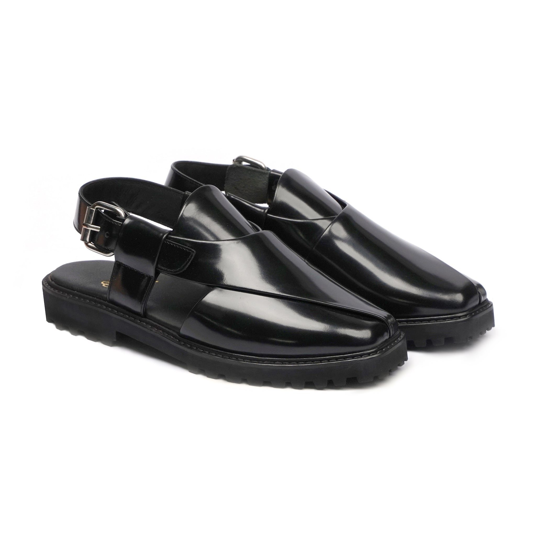 PESHAWARI CHAPPAL JET BLACK - Gomila Intersole