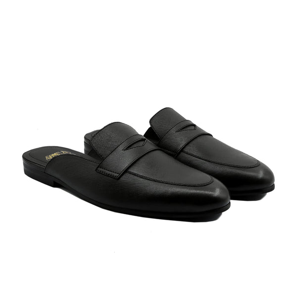 Lima - Men's Black Calf Leaather Slipper