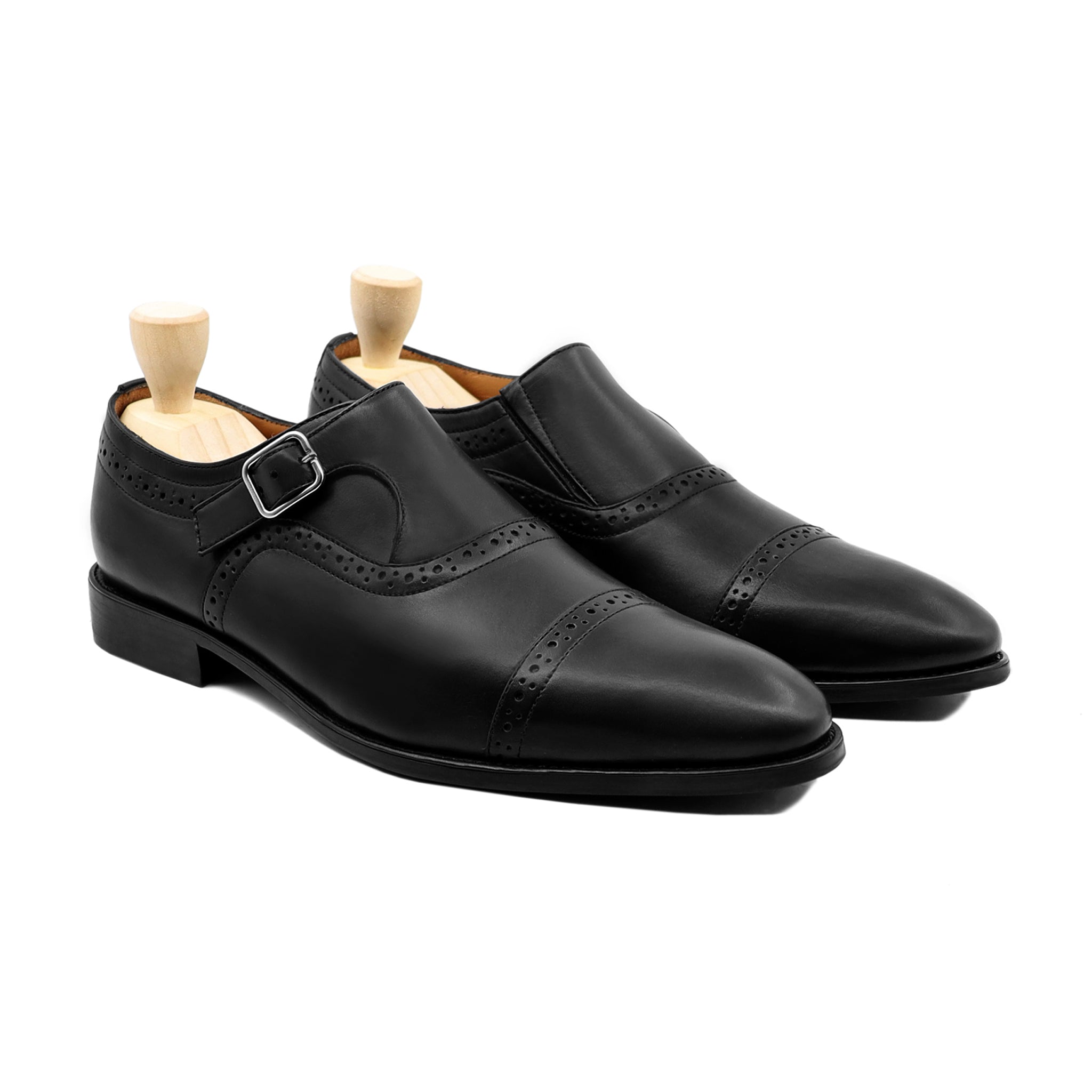 Arujo - Men's Black Calf Leather Single Monkstrap