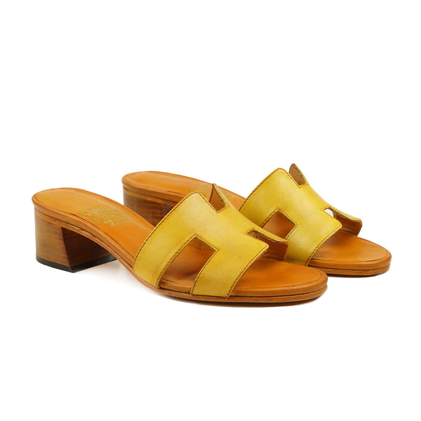 Katie - Ladies Yellow Calf Leather Heels