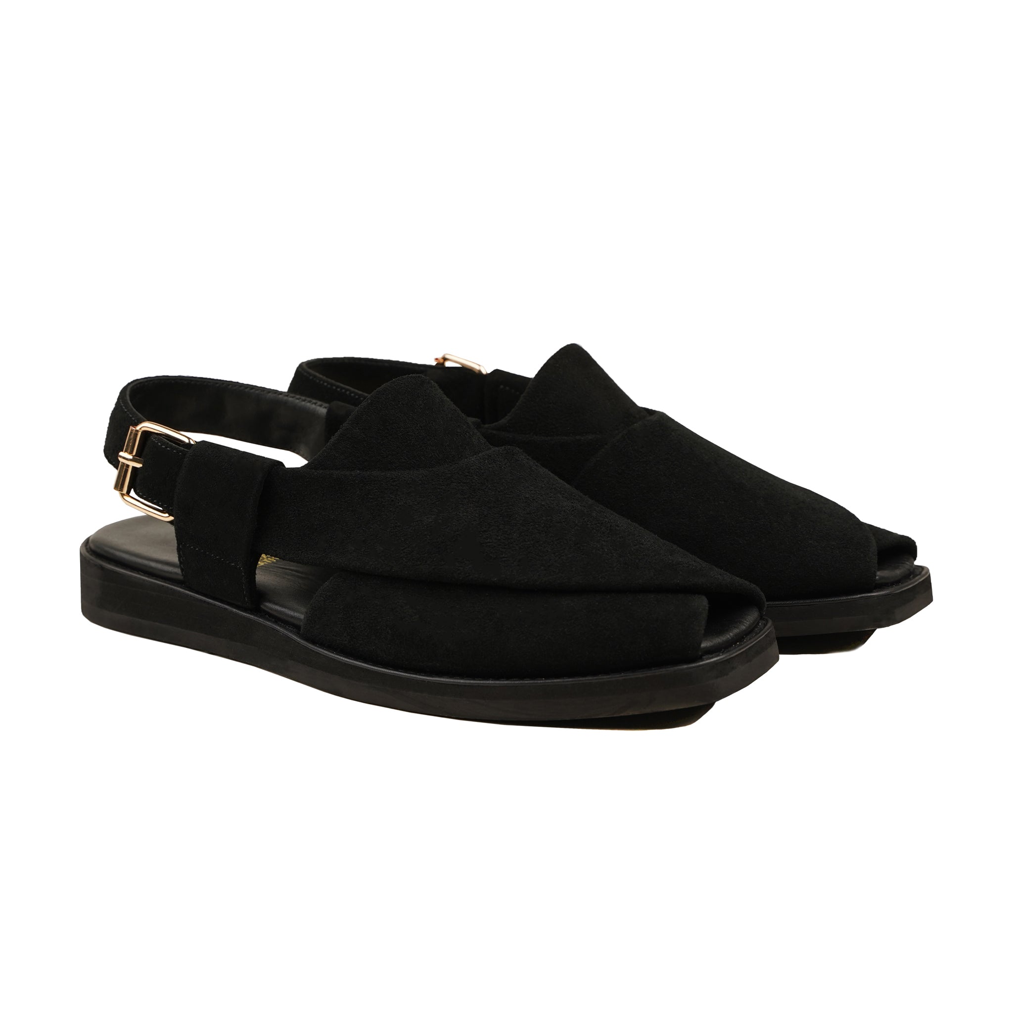 Tsubaki - Men's Black Kid Suede Sandal