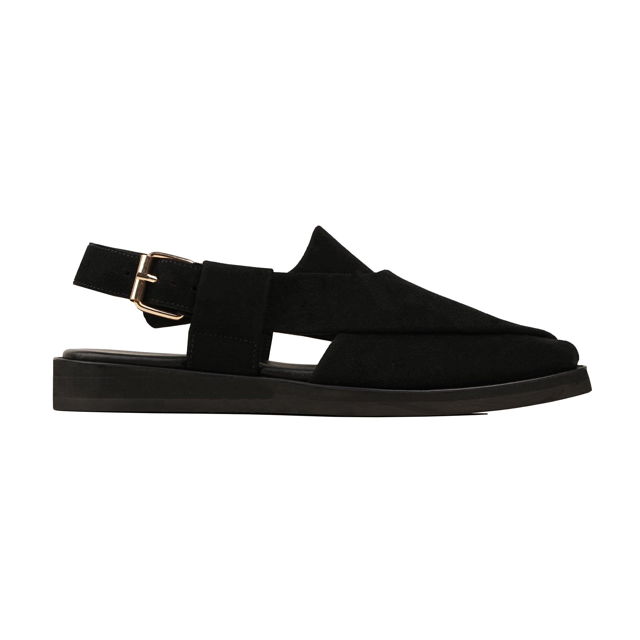 Tsubaki - Men's Black Kid Suede Sandal