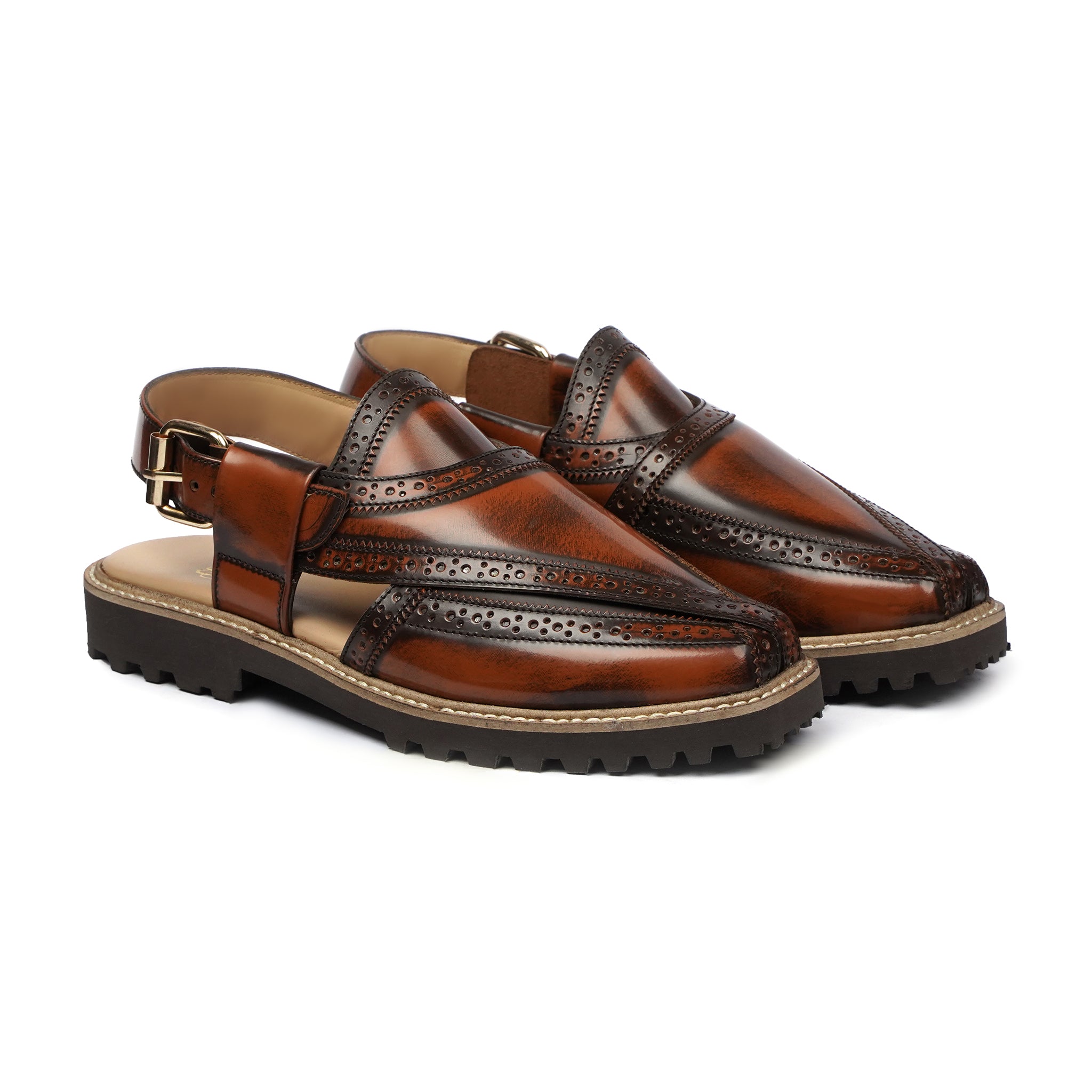 BROWN BURNISHED NOUROZE CHAPPAL - Gomila Intersole