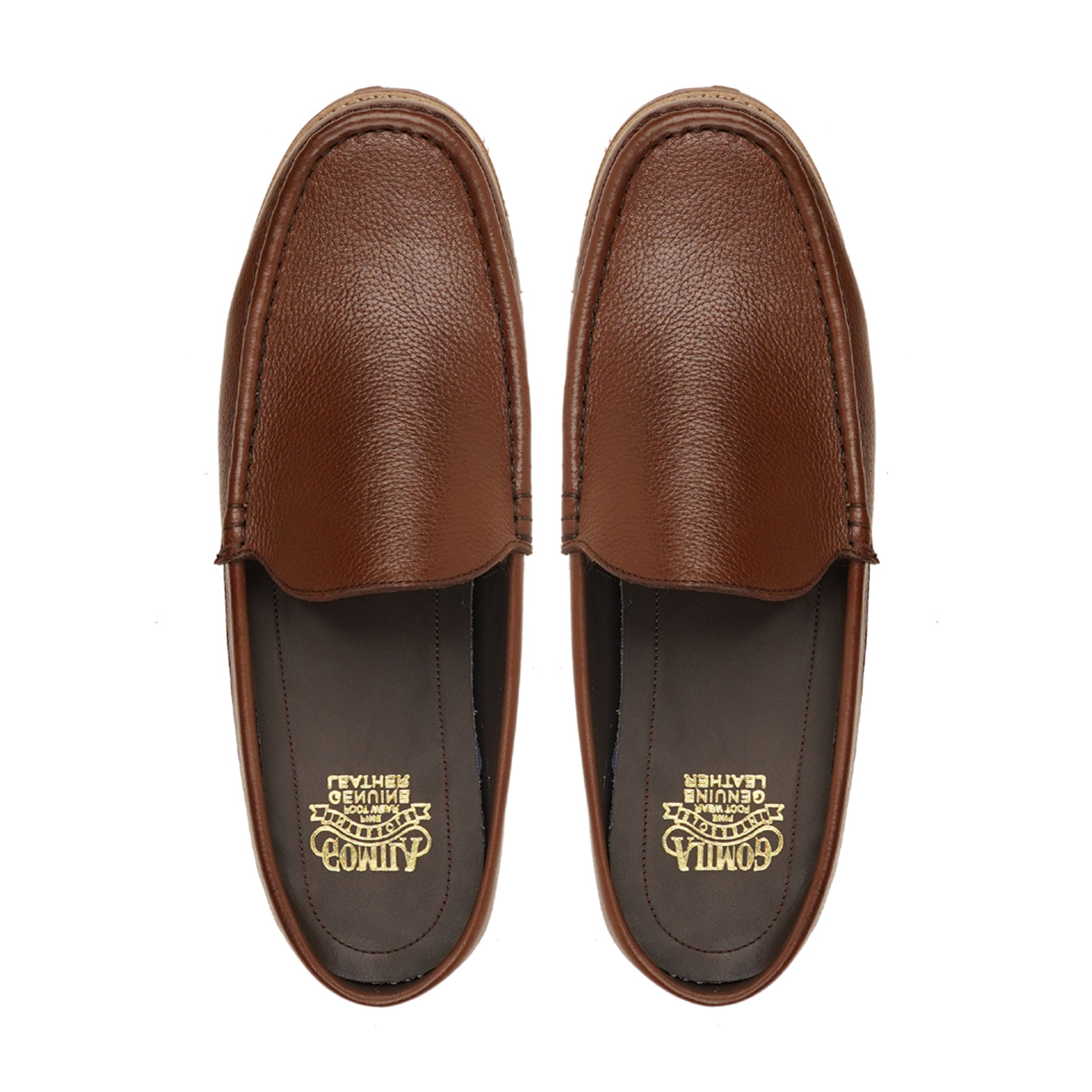 Retro - Men's Brown Pebble Grain Leather Slipper
