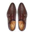 Bihar - Men's Reddish Brown Hand Woven Calf Leather Double Monkstrap