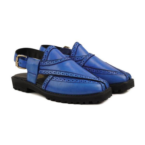 Fumiko - Men's Blue Calf Leather Sandal
