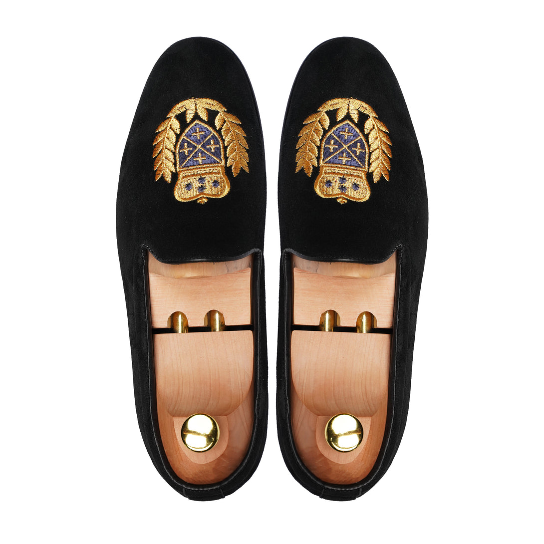Embroidered Lounge Slipper With Gold Motif - Gomila Intersole