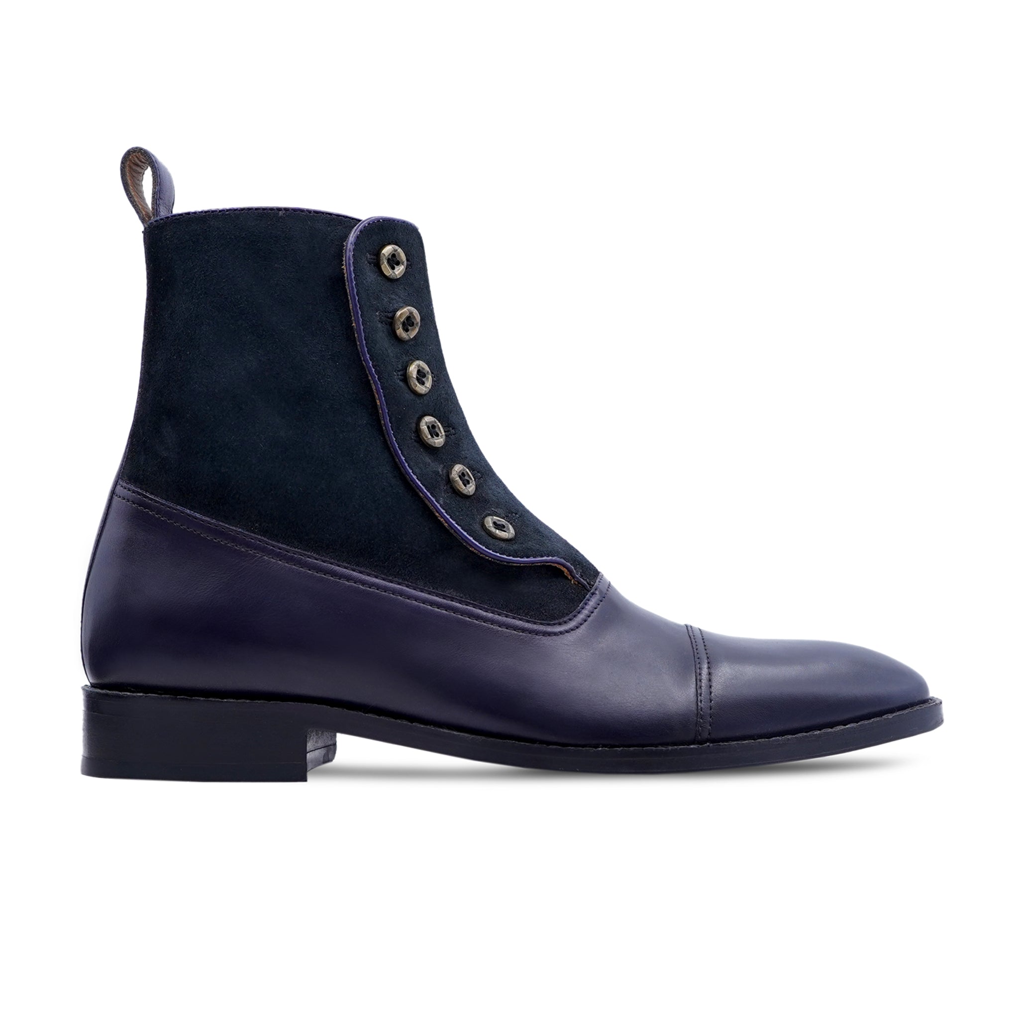 Mahal - Men's Navy Blue Calf Leather and Kid Suede Boot