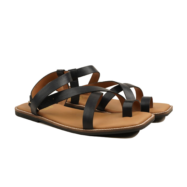 Cremona - Men's Black Calf Leather Sandal