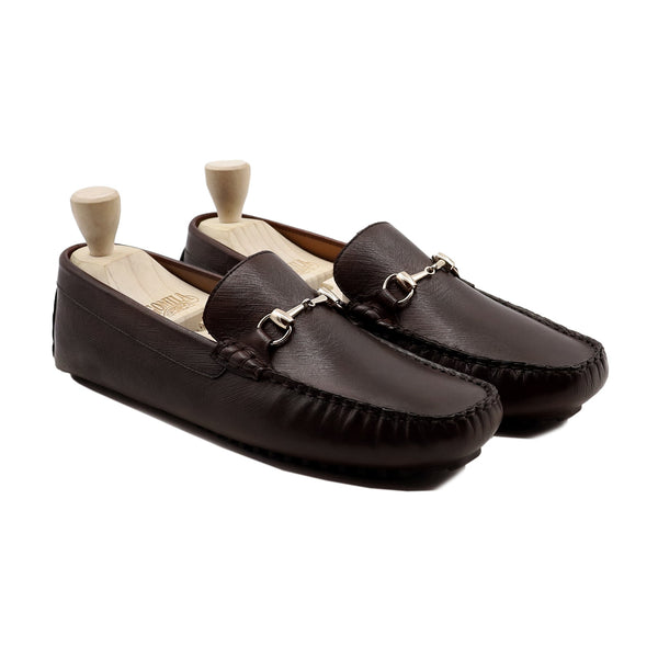 Abigail -  Men's Dark Brown Calf Leather Driver Shoe