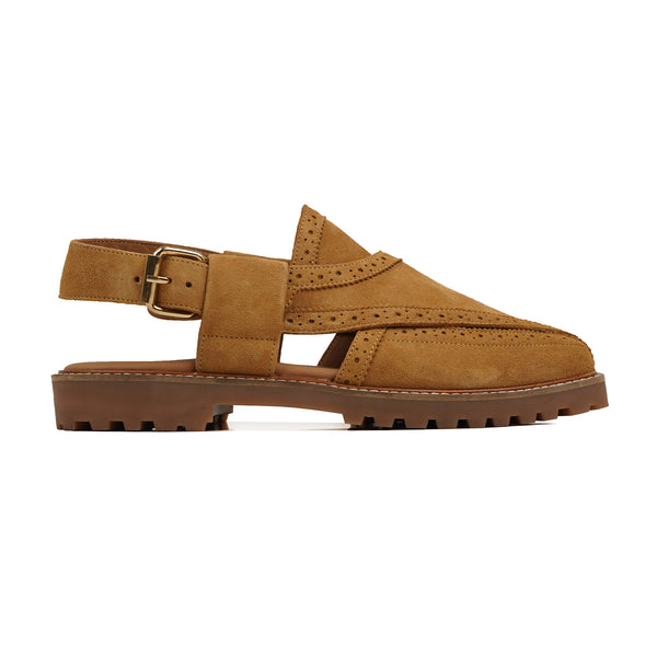 Satsuki - Men's Tan Kid Suede Sandal