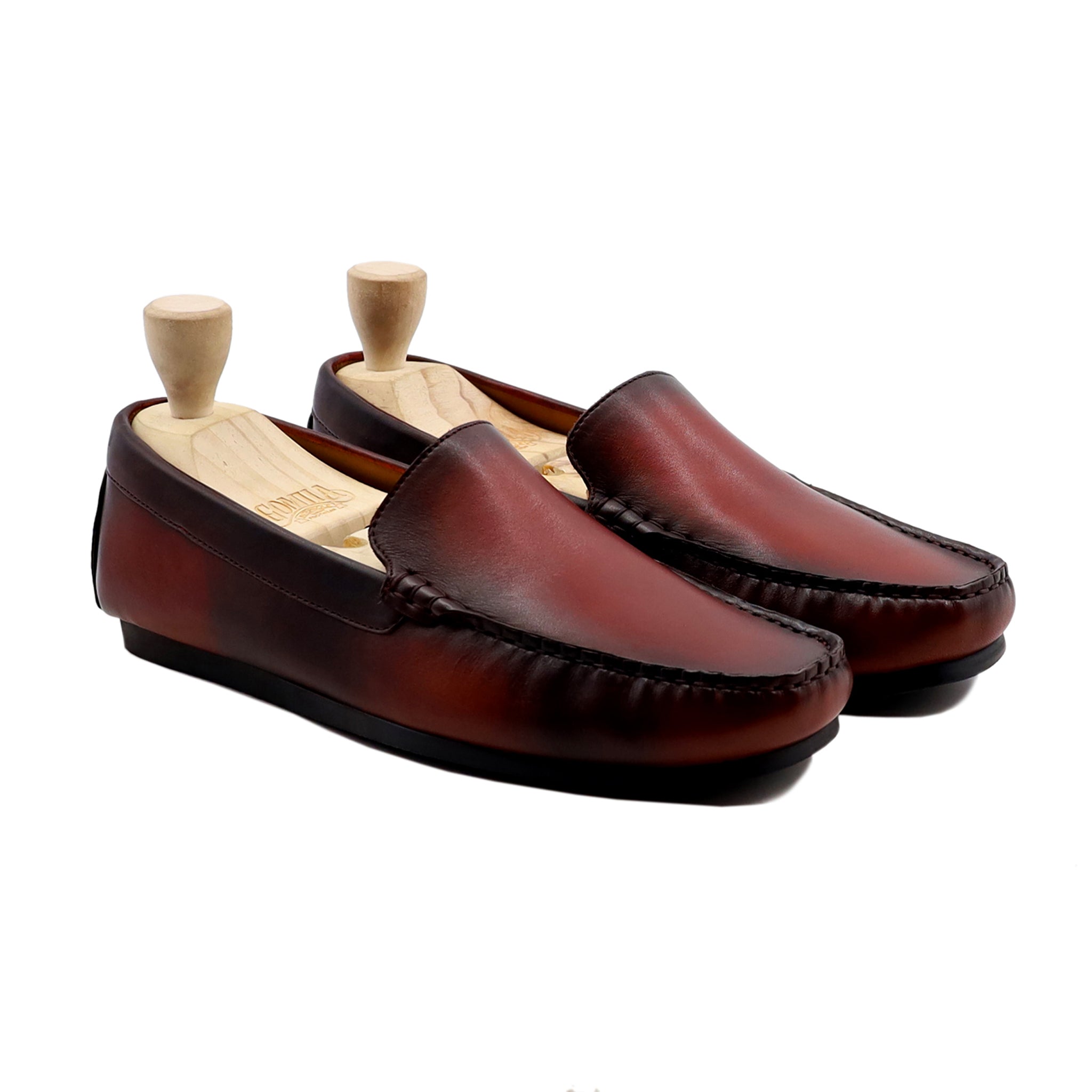 Herty - Men's Burnished Oxblood Calf Leather Driver Shoe