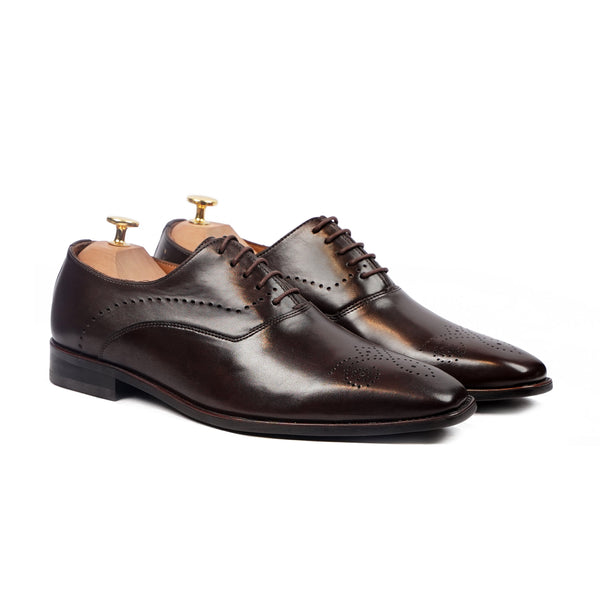 Criza - Men's Dark Brown Calf Leather Oxford Shoe