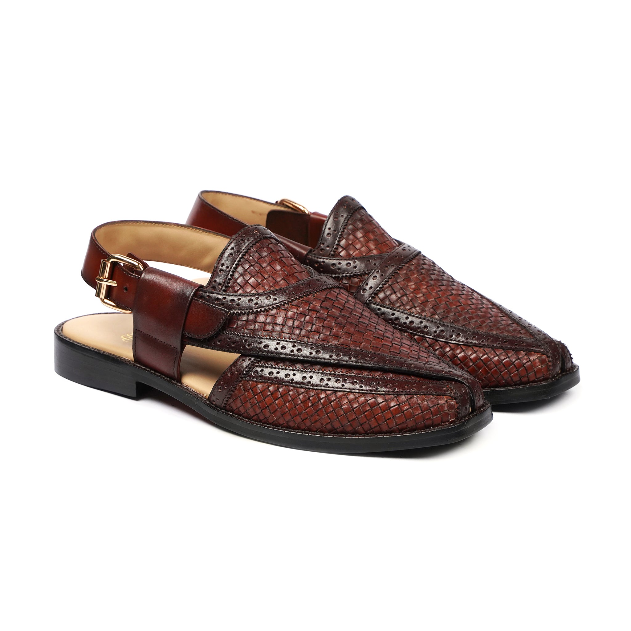 WOVEN NOUROZE CHAPPAL DARK BROWN - Gomila Intersole