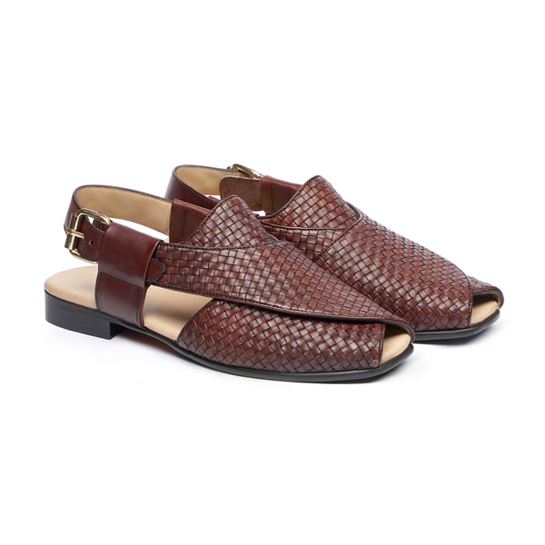 WOVEN PESHAWARI CHAPPAL BROWN - Gomila Intersole