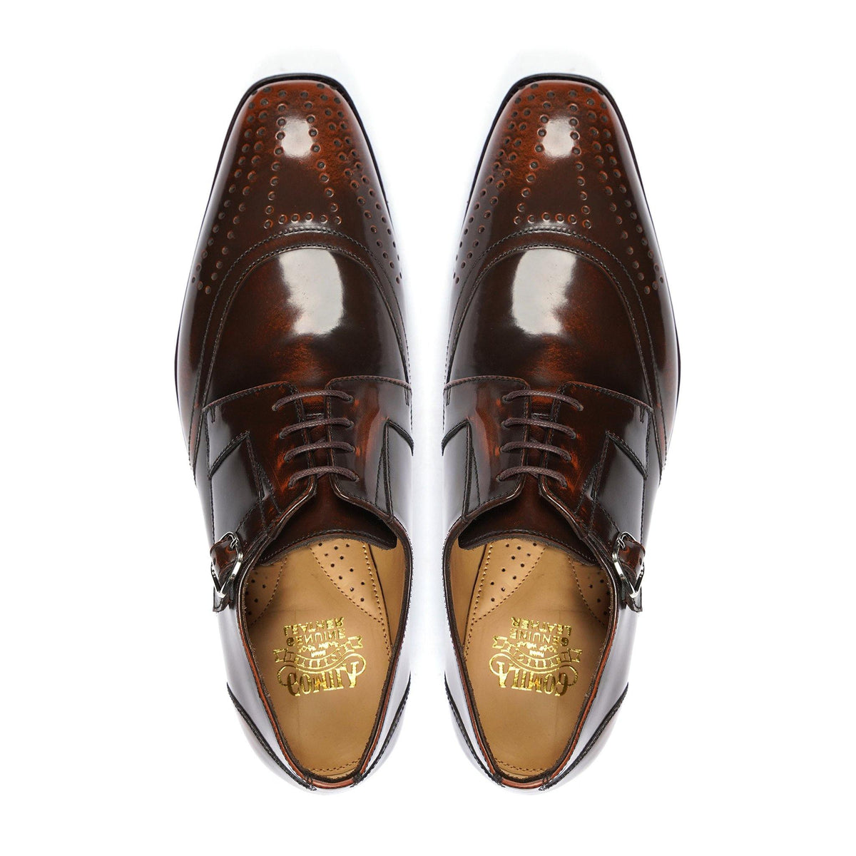 Fabio - Men's Burnished Brown Box Leather High Shine Derby Shoe