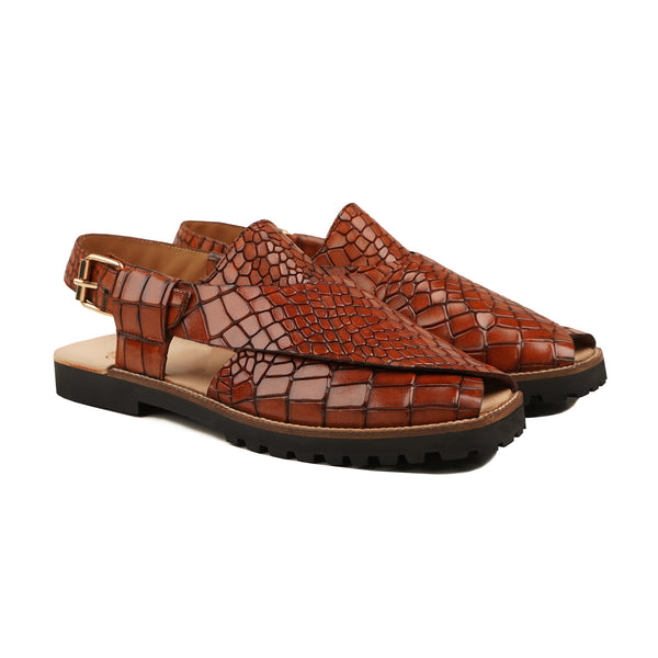 Umeko - Men's Reddish Brown Calf Leather Sandal