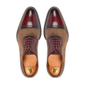Currito - Men's Oxblood Calf Leather and Brown Kid Suede Oxford Shoe