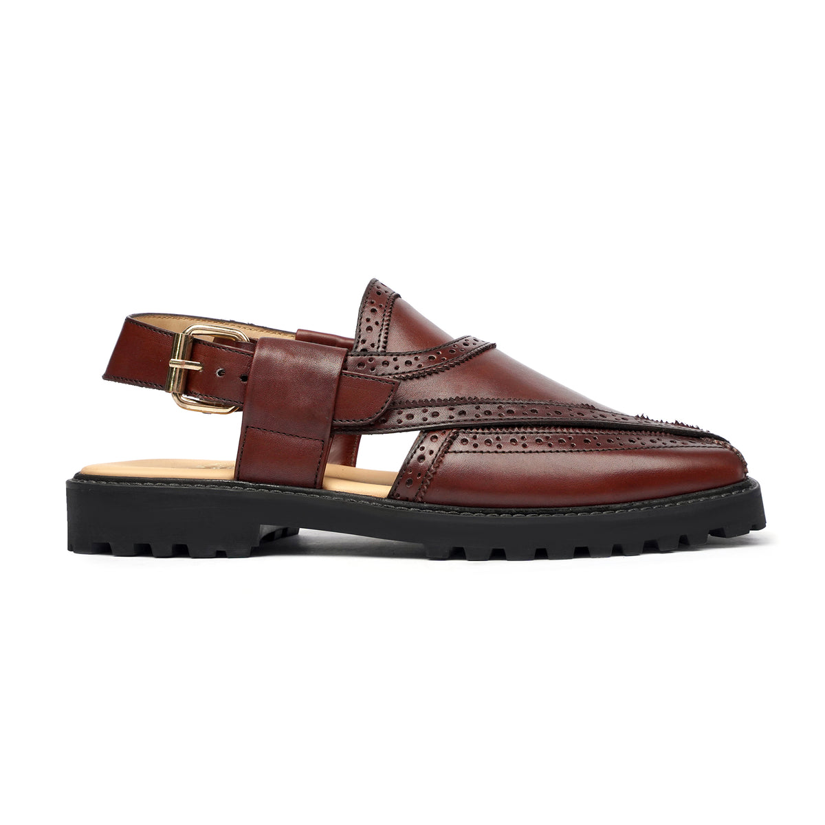 Natsumi - Men's Reddish Brown Calf Leather Sandal