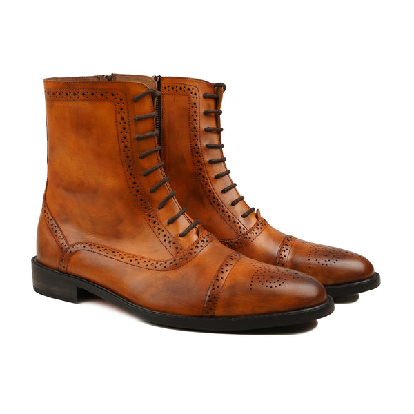 Regina - Men's Burnished Tan Patina Calf Leather Boot