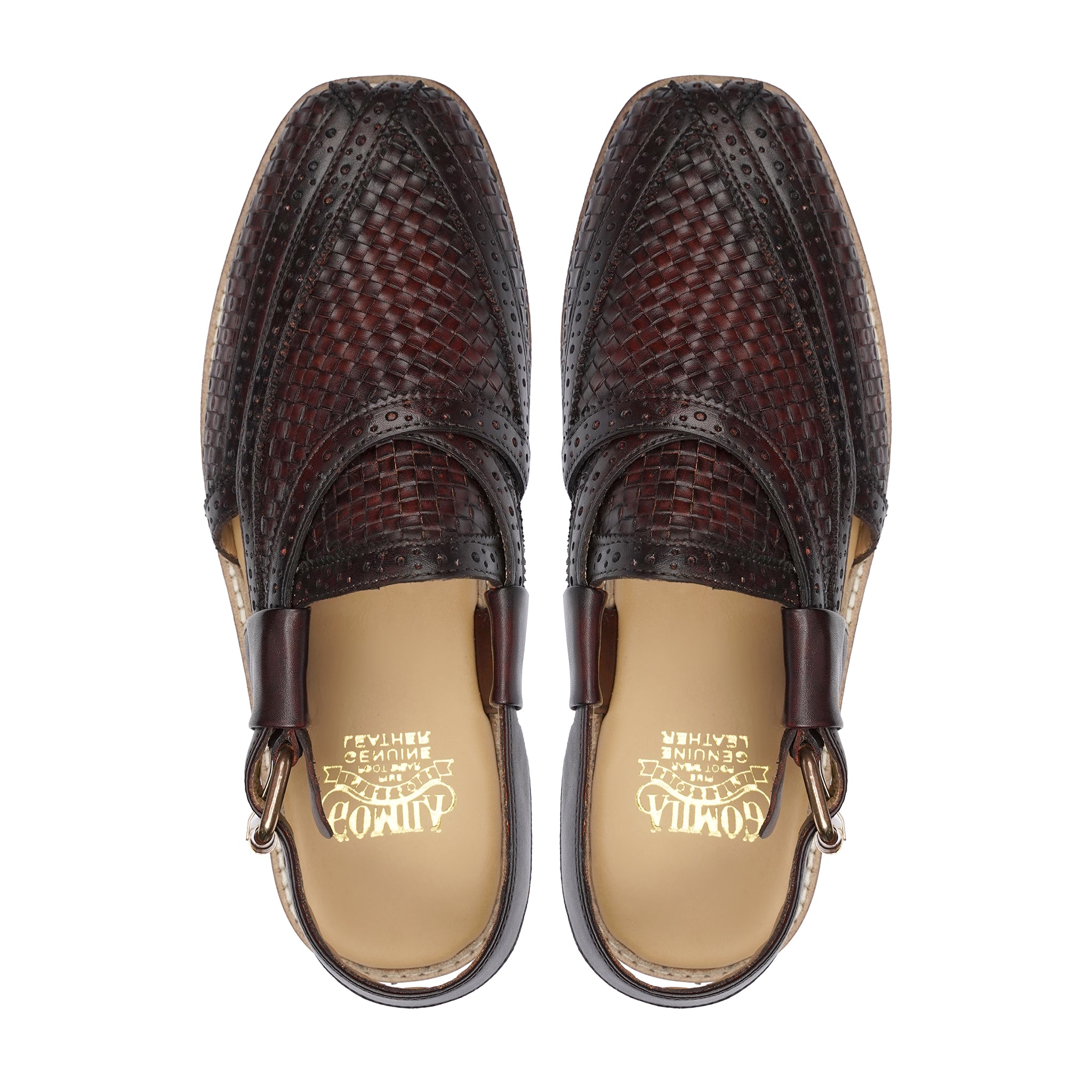 BURGUNDY WOVEN PESHAWARI CHAPPAL - Gomila Intersole