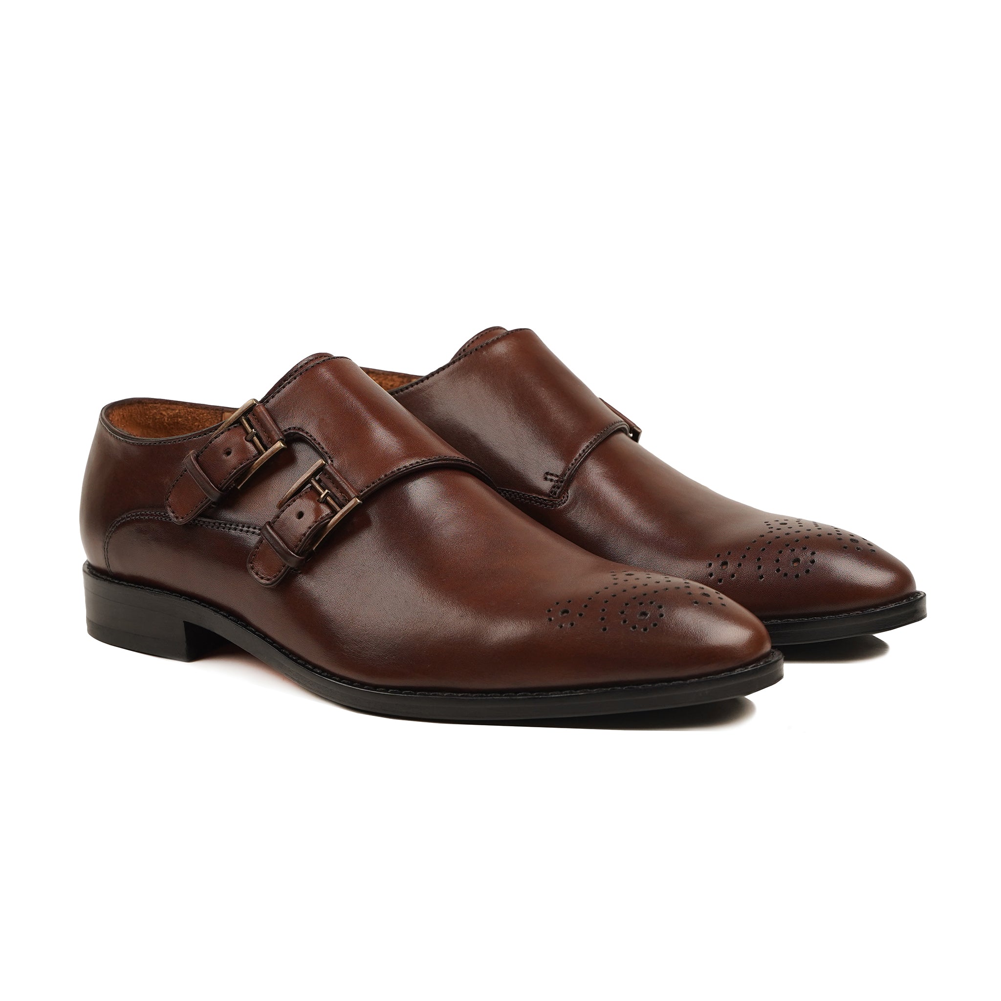 Nisaan - Men's Dark Brown Calf Leather Double Monkstrap