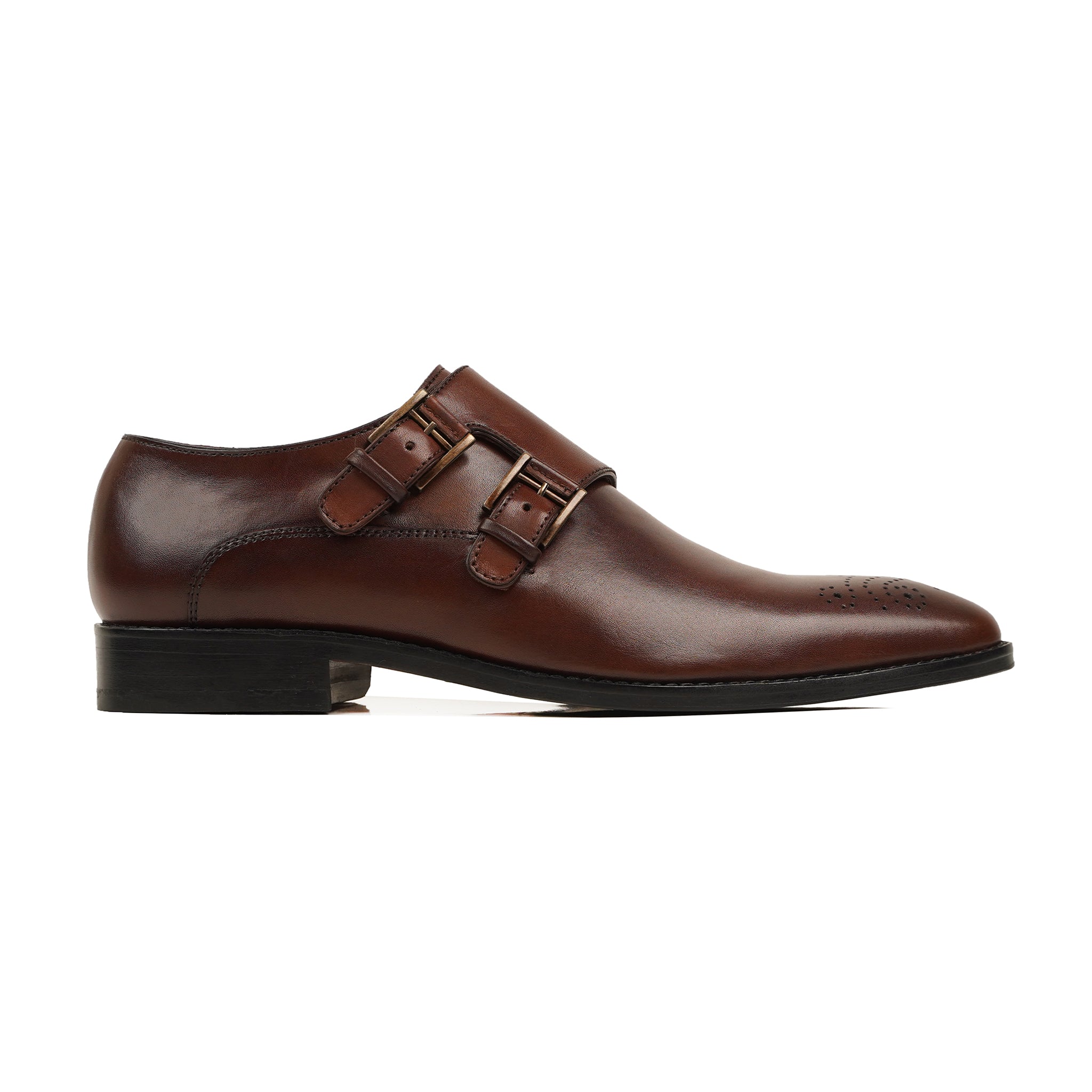 Nisaan - Men's Dark Brown Calf Leather Double Monkstrap