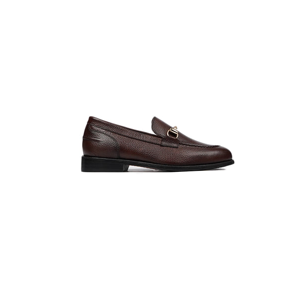 Beltran - Kid's Dark Brown Pebble Grain Leather Loafer (5-12 Years Old)