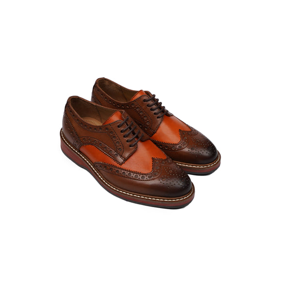Arseni - Kid's Tan and Brown Calf Leather Derby Shoe (5-12 Years Old)