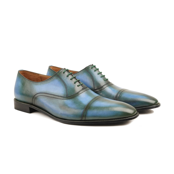 Aalen - Men's Sky Blue and Burnished Green Patina Calf Leather Oxford Shoe