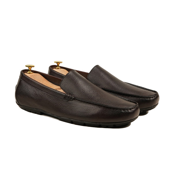 Odyssey - Men's Dark Brown Pebble Grain Leather Driver Shoe