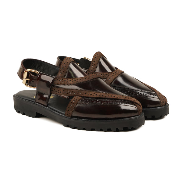 Musina - Men's Dark Brown Box Leather High Shine Sandal