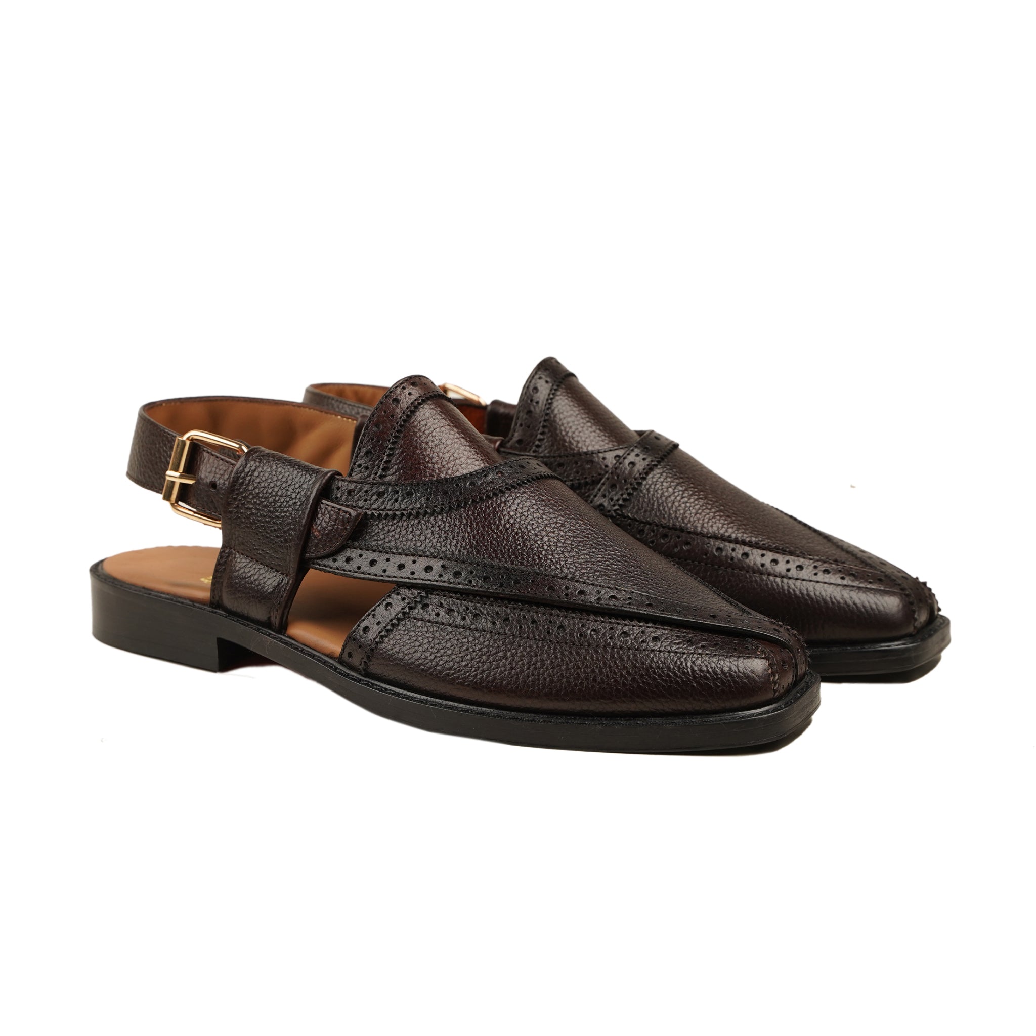 Akyra - Men's Dark Brown Pebble Grain Leather Sandal