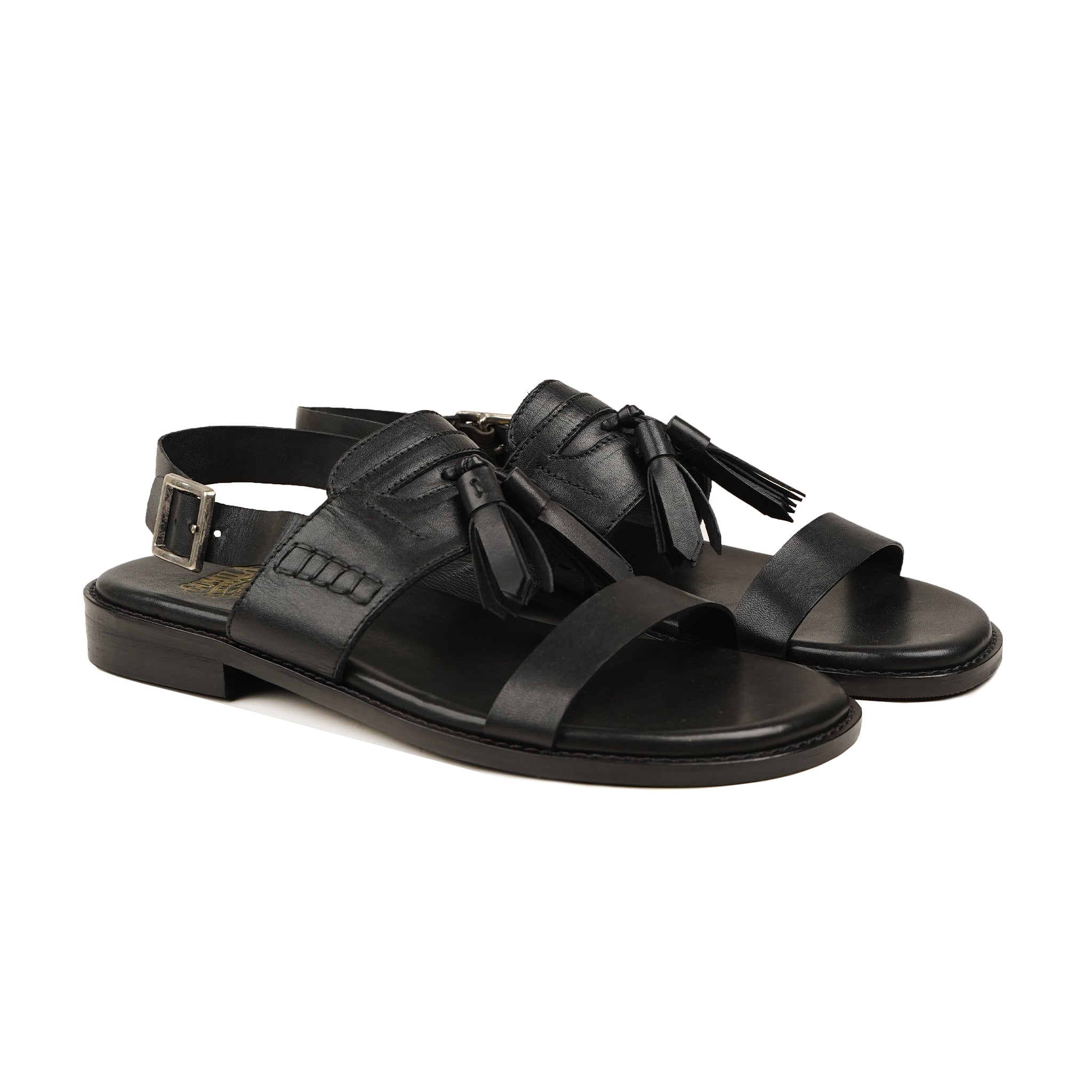 Suzume - Men's Black Calf Leather Sandal